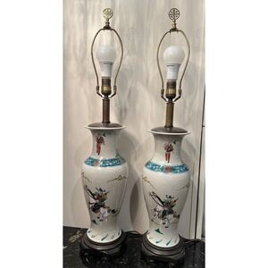 2 Vintage Large Frederick Cooper Samurai Table Lamps 3 Way 33.5" Tall